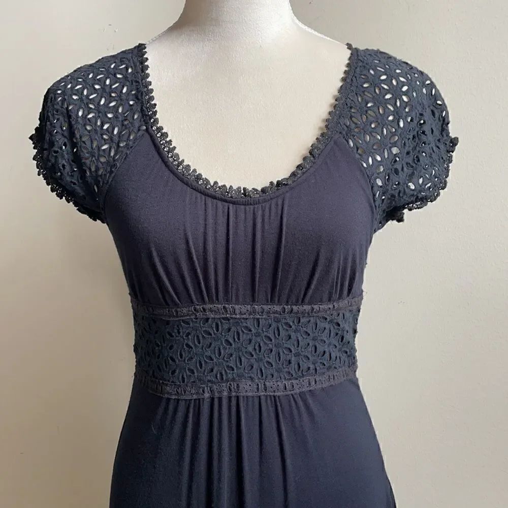 Lu Lu Lame Black Sheath Dress w/Stretch & Sheer Cut Outs (Size: Small) - Picture 2 of 16